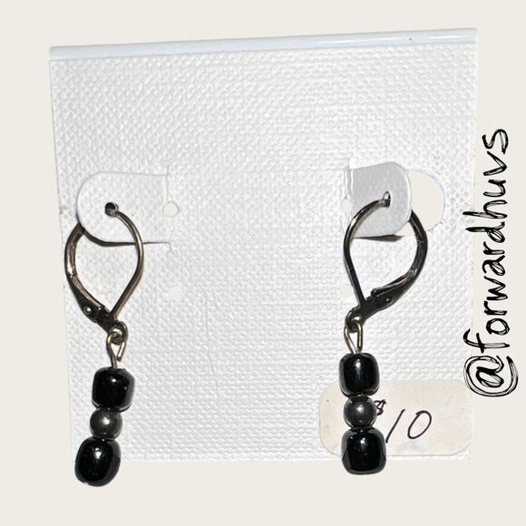 Bundle Sale 3 for $15 | Artisan Earrings – Black Beads with Metallic Accent - Picture 1 of 7